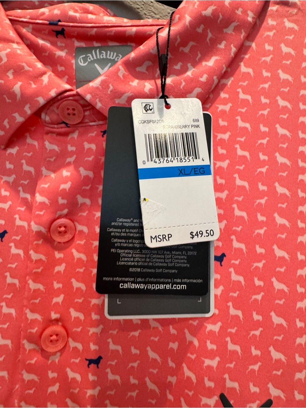 NWT Callaway Men's Doggy Print Polo
Shirt Sz XL - Picture 6 of 9